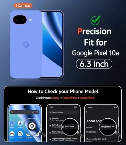 Google Pixel 10A uchun FNTCASE g'ilofi: Mat shaffof, ekran himoyachisi bilan, zarbaga chidamli, harbiy darajadagi himoya, TPU mustahkam korpus - 6.3 dyuym (Ultramarin) - FNTCASE (1)
