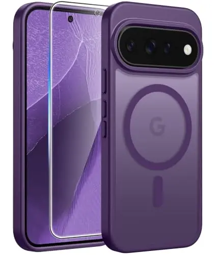 Google Pixel 11/11 Pro Kılıfı için FNTCASE, Magsafe Uyumlu Mor | Ekran Koruyucu, Yarı Saydam Mat, 14FT Askeri Sınıf Düşme Koruması, Darbeye Dayanıklı Koruyucu Telefon Kılıfı, Mor 