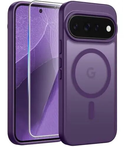 Google Pixel 11/11 Pro Kılıfı için FNTCASE, Magsafe Uyumlu Mor | Ekran Koruyucu, Yarı Saydam Mat, 14FT Askeri Sınıf Düşme Koruması, Darbeye Dayanıklı Koruyucu Telefon Kılıfı, Mor - 1