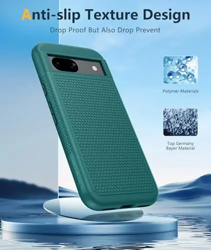 FNTCASE for Google Pixel 8A Case: Dual Layer Durable Shockproof Protective Cell Phone Cover with Hybrid Matte Textured Shell | Heavy Duty Rugged Military Grade Drop Protection Bumper Tough - 4