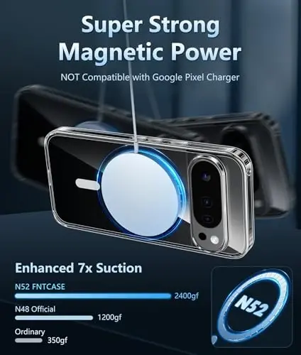 Google Pixel 9 Pro XL için FNTCASE Kılıf: Şeffaf Manyetik Telefon Kılıfı, Ekran Koruyuculu, İnce, Sararmayan, Darbeye Dayanıklı Koruyucu Kılıf (Şeffaf) - 3