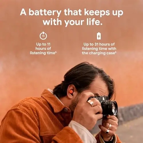 Google Pixel Buds Pro - Noise Canceling Earbuds - Up to 31 Hour Battery Life with Charging Case[2] - Bluetooth Headphones - Compatible with Android - Porcelain - 3