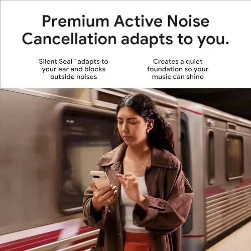 Google Pixel Buds Pro - Noise Canceling Earbuds - Up to 31 Hour Battery Life with Charging Case[2] - Bluetooth Headphones - Compatible with Android - Porcelain - 2