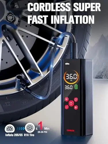 GOOLOO AP150 PRO Портативный автомобильный компрессор для накачивания шин, улучшенный цветной LED-экран с интерфейсом и в 4 раза более быстрый автомобильный насос с манометром, 12-вольтовый электрический насос для шин с функцией автоотключения для автомобиля, велосипеда, мяча - 3