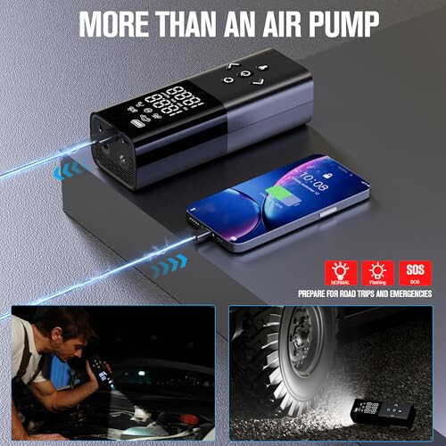GOOLOO AP150 Shina nasosi Portativ havo kompressori, 2X Tezroq 150PSI Simsiz havo nasosi Avtomobil shinalari uchun avtomatik o'chirish, Avtomobil, Mototsikl, Velosiped, To'p uchun raqamli bosim o'lchagichli portativ shina nasosi - 5