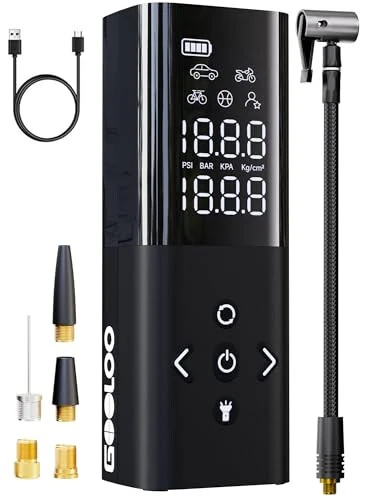 GOOLOO AP150 Tire Inflator Portable Air Compressor, 2X Faster 150PSI Cordless Air Pump for Car Tires with Auto-Shutoff, Portable Tire Pump with Digital Pressure Gauge for Car, Motorcycle,Bike, Ball - GOOLOO