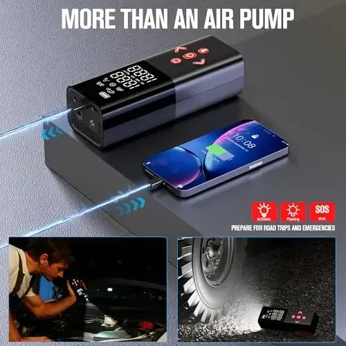 GOOLOO AP150 Tire Inflator Portable Air Compressor, 2X Faster 150PSI Cordless Air Pump with Auto-Shutoff, Portable Bike Pump with Tire Pressure Gauge, Electirc Tire pump for Car, Motorcycle, Ball, Red - 5