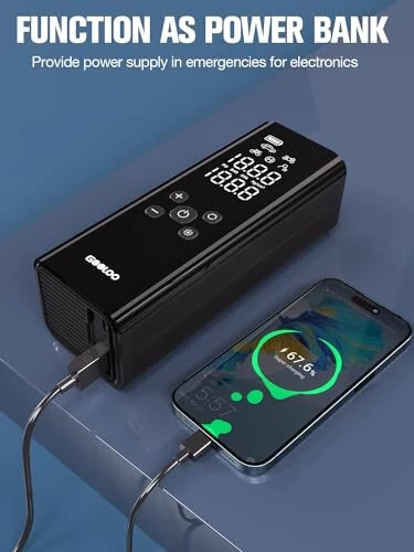 GOOLOO GT150 Tire Inflator Portable Air Compressor，4X Faster 150PSI Cordless Air Pump for Car Tires with Tire Pressure Gauge, Smart Electic Tire Pump with Auto-Shutoff for Pickup, Motor, Bike，Balls - 5