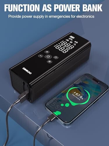 GOOLOO GT150 Портативный компрессор для накачки шин, в 4 раза быстрее, 150PSI, беспроводной воздушный насос для автомобильных шин с манометром, интеллектуальный электрический насос с автоматическим отключением для пикапа, мотоцикла, велосипеда, мячей. - 5