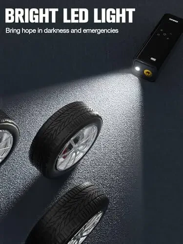 GOOLOO GT150 Shinalar uchun portativ kompressor, Avtomobil shinalari uchun 4X tezroq 150PSI simsiz havo pompasi, Shinalar bosimi o'lchagich bilan, Avtomatik o'chirish funksiyasiga ega Smart Electic shinalar pompasi, Pikap, Motor, Velosiped, To'plar uchun - 6