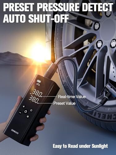 GOOLOO GT150 Tire Inflator Portable Air Compressor，4X Faster 150PSI Cordless Air Pump for Car Tires with Tire Pressure Gauge, Smart Electic Tire Pump with Auto-Shutoff for Pickup, Motor, Bike，Balls - 3