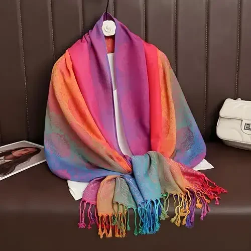 Goood Times Fashion Women's Silk Scarf Luxury Satin Shawl Wraps - 6
