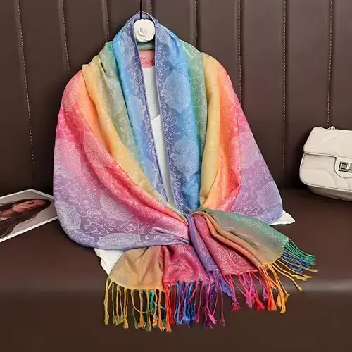 Goood Times Fashion Women's Silk Scarf Luxury Satin Shawl Wraps - 9