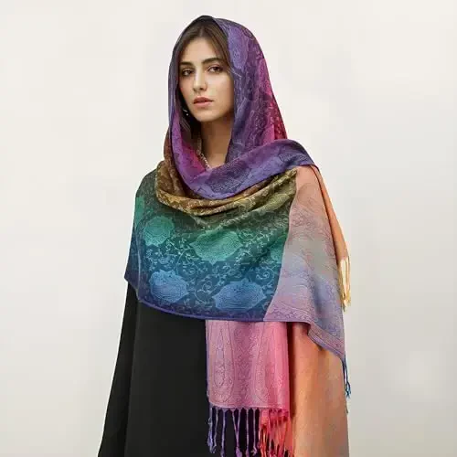 Goood Times Fashion Women's Silk Scarf Luxury Satin Shawl Wraps - 7