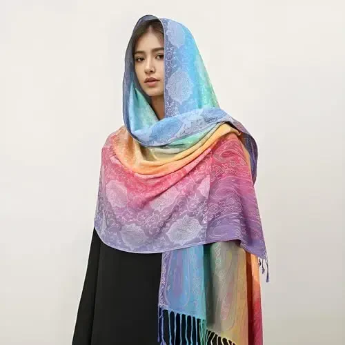 Goood Times Fashion Women's Silk Scarf Luxury Satin Shawl Wraps - 7