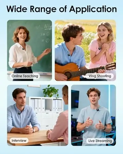 GoorDik J7 iPhone, iPad va Android (Lightning/USB C) uchun simsiz Lavalier mikrofon, Mini mikrofonlar 30 soatlik batareya quvvati, Video yozish YouTube TikTok kontent yaratuvchisi uchun 2 ta yumaloq mini mikrofon - 7