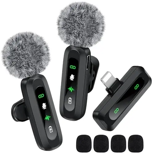 GoorDik Wireless Lavalier Microphone for iPhone Recording Clip-on Mini Mic for iPhone/for iPad Video Recording with Rotatable Clip&Denoise Recording, Portable Mic Set for Content Creators - GOORDIK