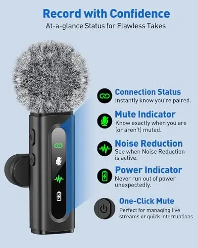 GoorDik Wireless Lavalier Microphone for iPhone, Android, USB C, PC, Camera Video Recording 4 in 1 Clip-on Mics with Rotatable Clip&Denoise Recording, for Vlog Tiktok YouTube Podcast Content Creator - 4