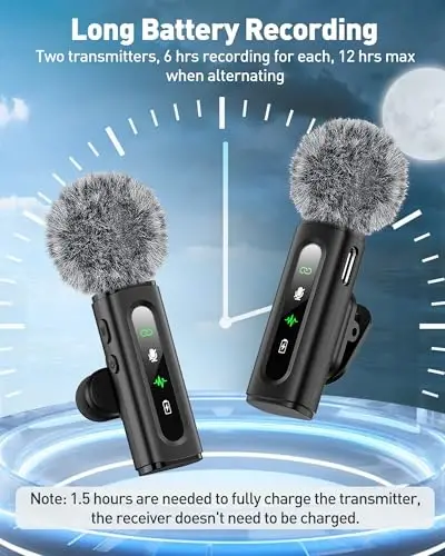 GoorDik Wireless Lavalier Microphone for iPhone, Android, USB C, PC, Camera Video Recording 4 in 1 Clip-on Mics with Rotatable Clip&Denoise Recording, for Vlog Tiktok YouTube Podcast Content Creator - 6