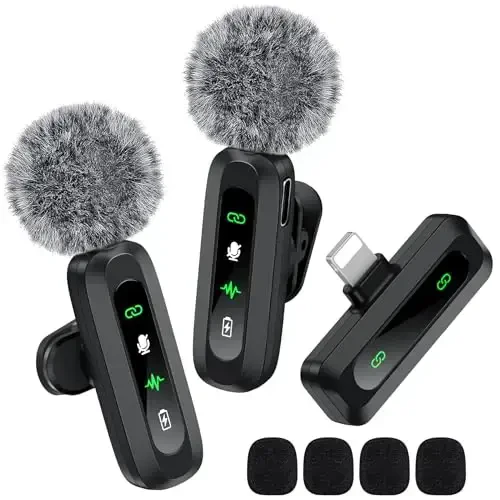 GoorDik Wireless Lavalier Microphone for iPhone Recording Clip-on Mini Mic for iPhone/for iPad Video Recording with Rotatable Clip&Denoise Recording, Portable Mic Set for Content Creators - 1