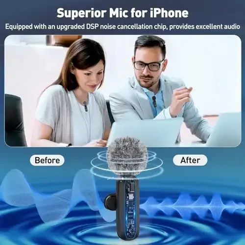 GoorDik Wireless Lavalier Microphone for iPhone Recording Clip-on Mini Mic for iPhone/for iPad Video Recording with Rotatable Clip&Denoise Recording, Portable Mic Set for Content Creators - GOORDIK (1)