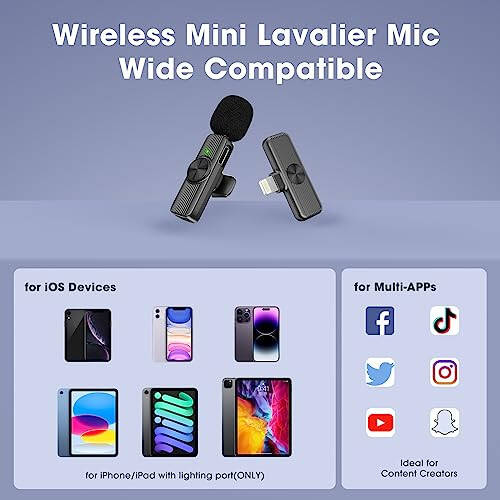 GoorDik Wireless Mini Microphone for iPhone Recording, Portable Lavalier Clip-On Mic for iPhone Audio/Video Recording, Lapel Lav Mic for Content Creators & Influencers & Youtubers/Tiktok Starters - 2