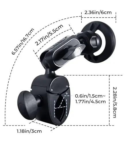 【Gooseneck Extension, Multi Angle】MagSafe uchun magnit telefon ushlagichi, Bir qo'l bilan ishlash, Bolalar aravachasi, iPhone 16, Sport zal, Yugurish yo'lakchasi, Xarid qilish aravachasi, Velosipedlar, Qo'l panjaralari uchun eng yaxshi aksessuar - 6