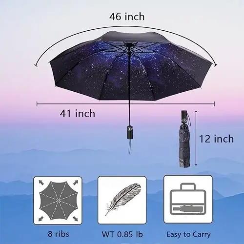 Goothdurs Compact Travel Umbrella Shamolga chidamli Portativ Katlanadigan Avtomatik Soyabonlar - 4