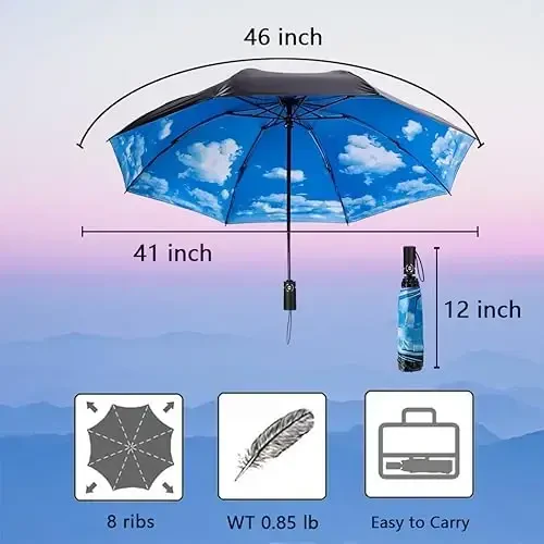 Goothdurs Compact Travel Umbrella Windproof Portable Folding Automatic Umbrellas - 4