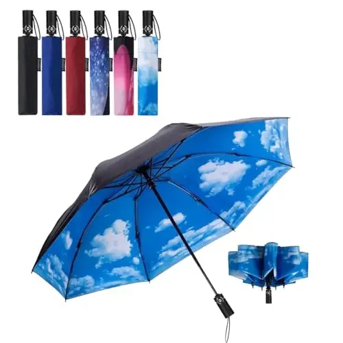 Goothdurs Compact Travel Umbrella Windproof Portable Folding Automatic Umbrellas - 1