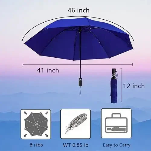 Goothdurs Compact Travel Umbrella Windproof Portable Folding Automatic Umbrellas - 4