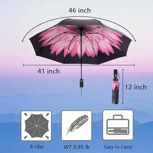 Goothdurs Compact Travel Umbrella Windproof Portable Folding Automatic Umbrellas - 4