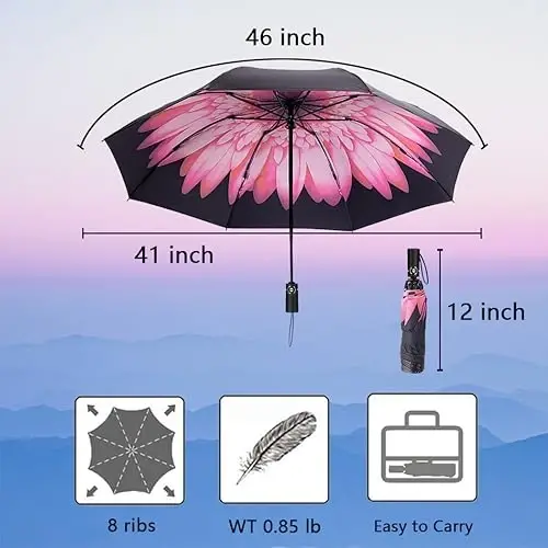 Goothdurs Compact Travel Umbrella Windproof Portable Folding Automatic Umbrellas - 4