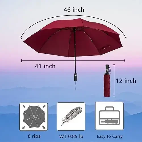 Goothdurs Compact Travel Umbrella Windproof Portable Folding Automatic Umbrellas - 4