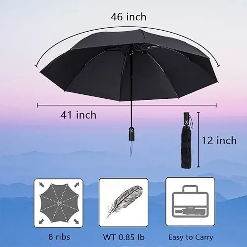 Goothdurs Compact Travel Umbrella Windproof Portable Folding Automatic Umbrellas - 4