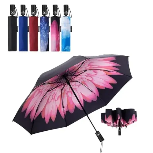 Goothdurs Compact Travel Umbrella Windproof Portable Folding Automatic Umbrellas - 1
