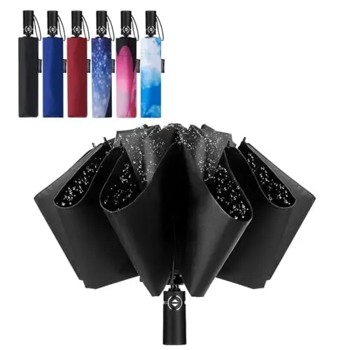 Goothdurs Compact Travel Umbrella Windproof Portable Folding Automatic Umbrellas - GOOTHDURS