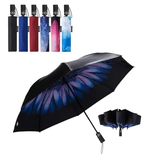 Goothdurs Compact Travel Umbrella Windproof Portable Folding Automatic Umbrellas - GOOTHDURS