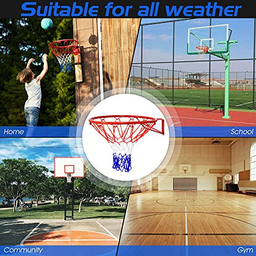 Goplus Replacement Basketball Rim Net, 18inch Portable Basketball Hoop Wall Door Mounted Indoor Outdoor Hanging Outside - 8