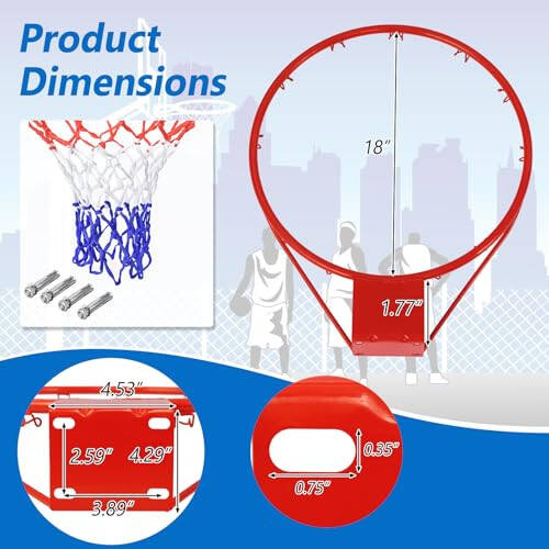 Goplus Replacement Basketball Rim Net, 18inch Portable Basketball Hoop Wall Door Mounted Indoor Outdoor Hanging Outside - 7