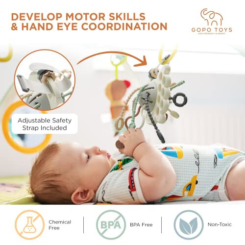 GOPO TOYS Baby Airplane Toys – Montessori Silicone Pull String Fidget for Babies 18 Months+ – Travel Toy for Plane, Car, and Stroller – Teether & Sensory Play - 3