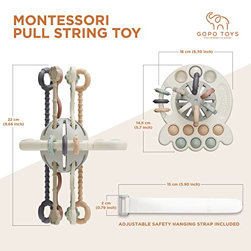 GOPO TOYS Montessori Toys for 18+ Months Old - Baby Sensory Toys for Boys and Girls - Silicone Pull String Activity Toy for Toddlers - Learning & Educational Toys for Kids - Babies Birthday Gifts - 6