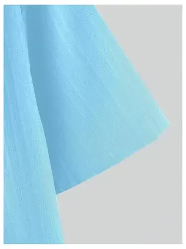 GORGLITTER Erkaklar uchun 2 qismli kiyim-kechak Kalta yengli cho'ntakli tugmali ko'ylak va tortma shortilar to'plami - 4