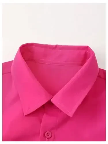 GORGLITTER Erkaklar uchun 2 qismli kiyim-kechaklar Qisqa qisma cho'ntakli tugmali ko'ylak va tortma shortilar to'plami - 3