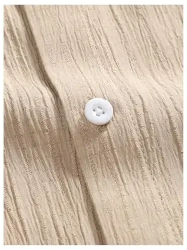 GORGLITTER Erkaklar uchun 2 qismli kiyimlar Qisqa yengli cho'ntakli tugmali ko'ylak va bog'ichli shortilar to'plami - 6