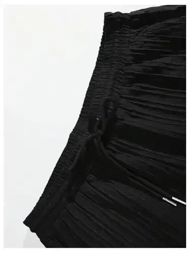 GORGLITTER Erkaklar uchun 2 qismli kiyimlar Qisqa yengli cho'ntakli tugmali ko'ylak va bog'ichli shortilar to'plami - 5