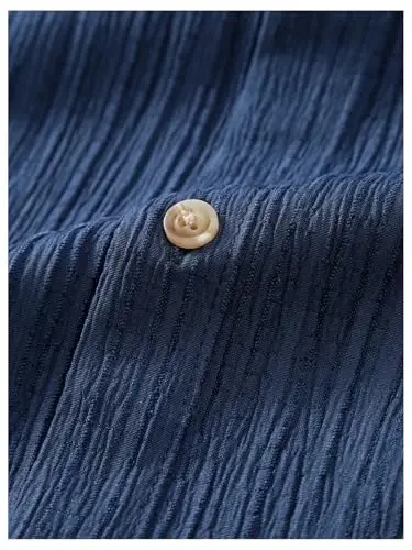 GORGLITTER Erkaklar uchun 2 qismli kiyimlar Qisqa yengli cho'ntakli tugmali ko'ylak va tortma shortilar to'plami - 5