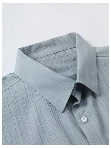 GORGLITTER Men's 2 Piece Outfits Short Sleeve Pocket Button Down Shirt and Drawstring Shorts Set - 4