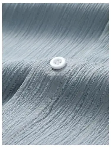 GORGLITTER Men's 2 Piece Outfits Short Sleeve Pocket Button Down Shirt and Drawstring Shorts Set - 5