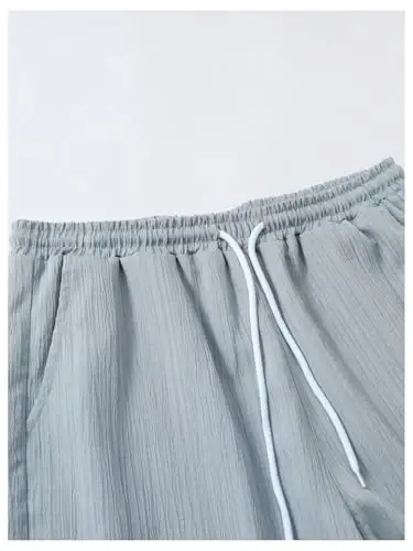 GORGLITTER Men's 2 Piece Outfits Short Sleeve Pocket Button Down Shirt and Drawstring Shorts Set - 6